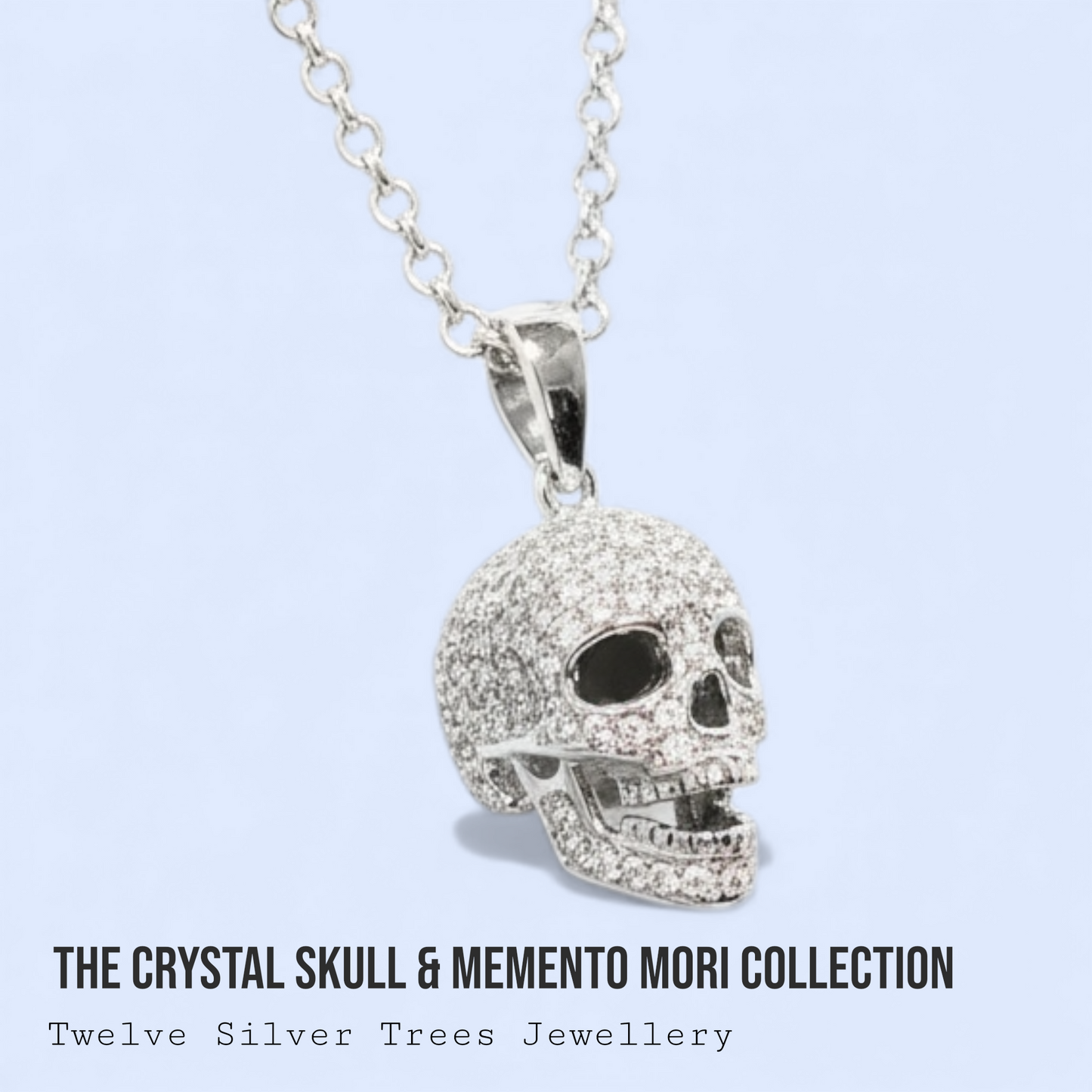 Sterling Silver Zirconia Skull Pendant - Twelve Silver Trees