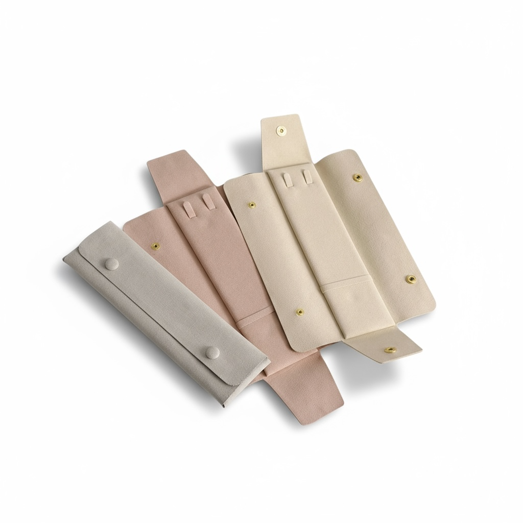 Necklace / Bracelet Micro Fibre Travel Case - Twelve Silver Trees