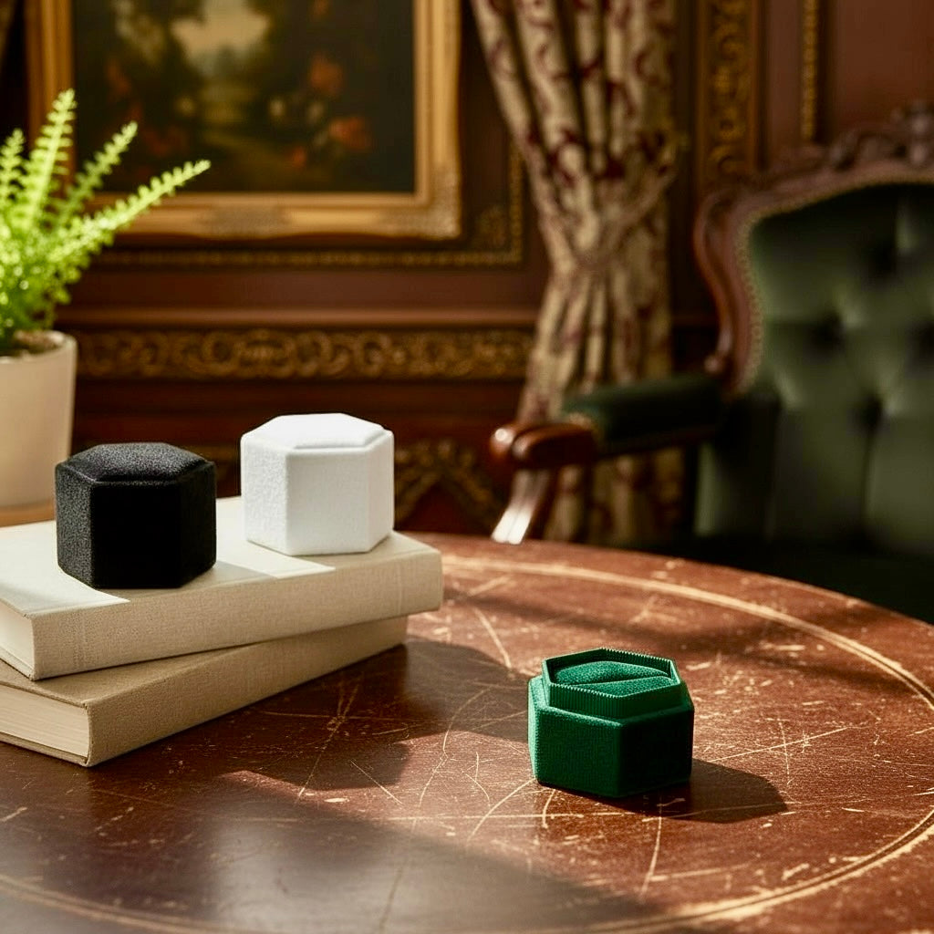 Luxury Velvet Ring / Earring Box - Twelve Silver Trees