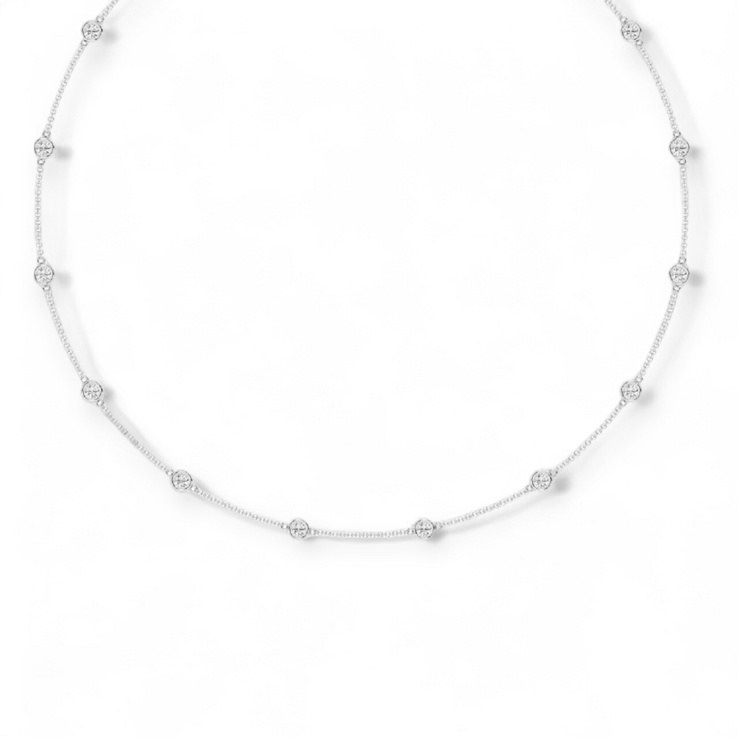 Handmade Bezel Set Zirconia Station Necklace - Twelve Silver Trees