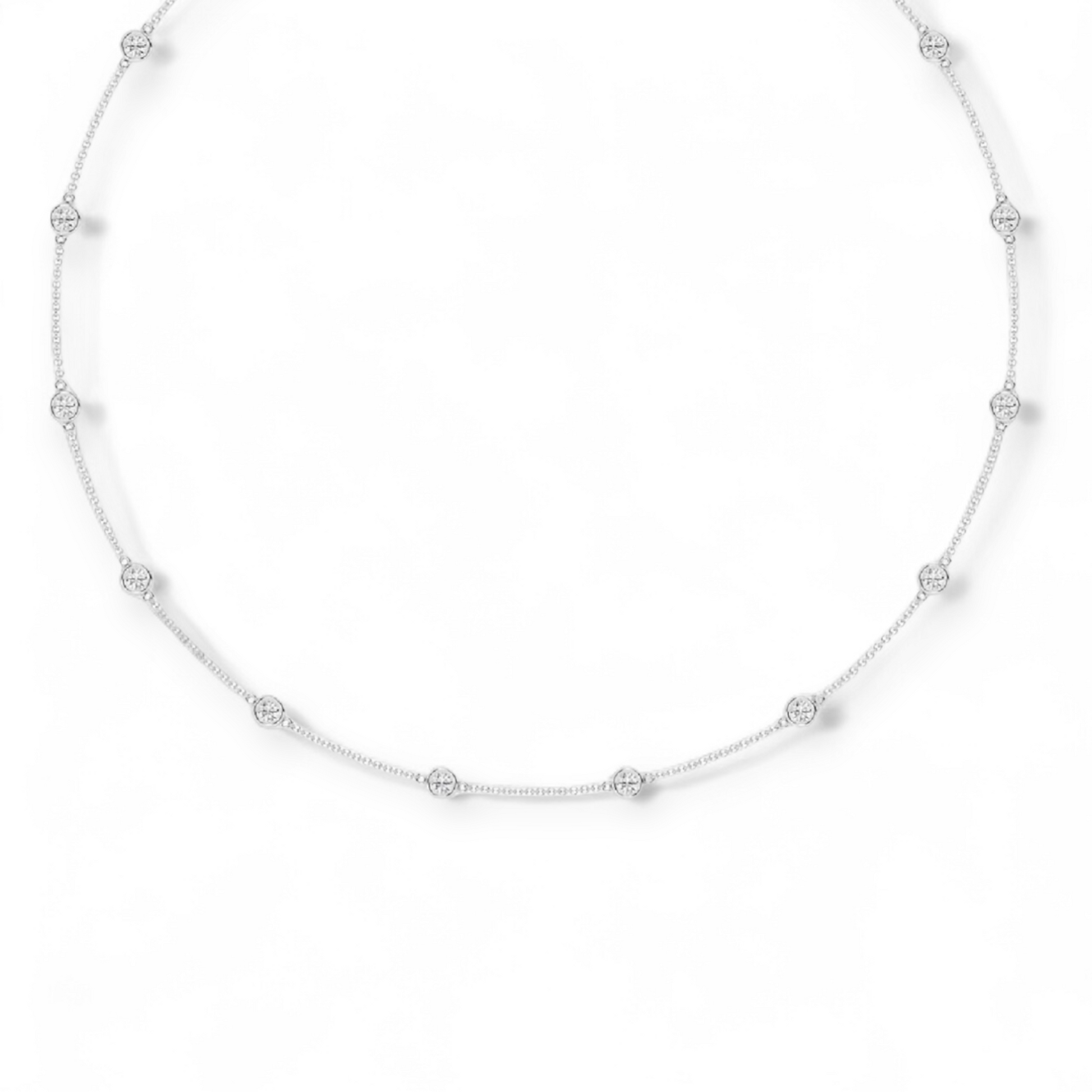 Handmade Bezel Set Zirconia Station Necklace - Twelve Silver Trees