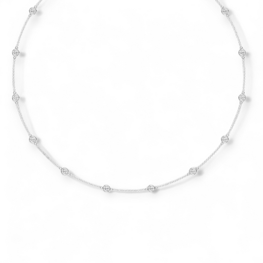 Handmade Bezel Set Zirconia Station Necklace - Twelve Silver Trees