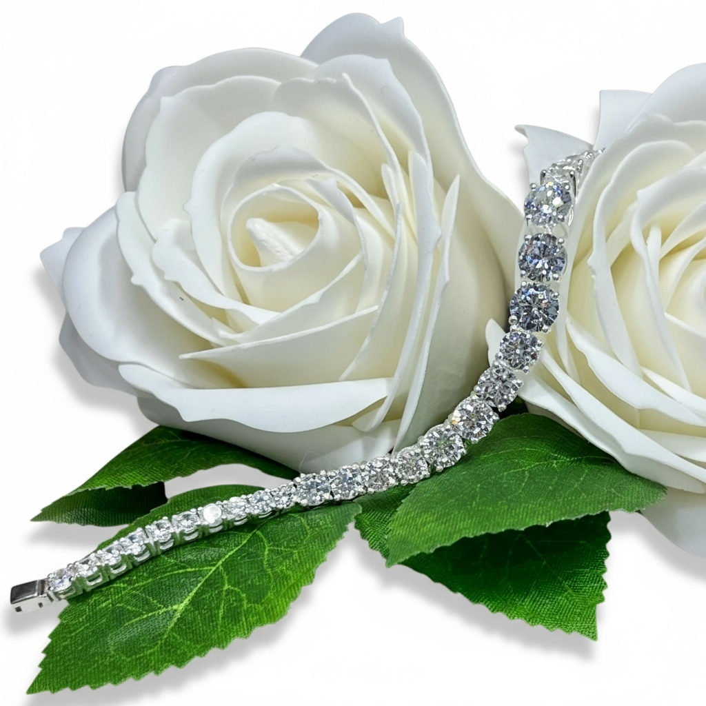 Graduated Sterling Silver Zirconia Tennis Bracelet - Twelve Silver Trees