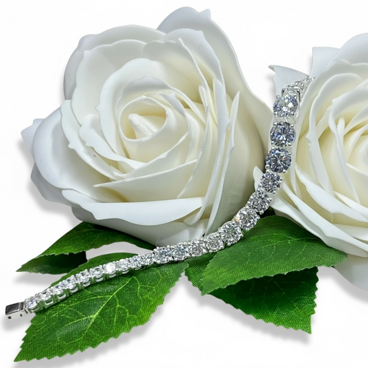 Graduated Sterling Silver Zirconia Tennis Bracelet - Twelve Silver Trees