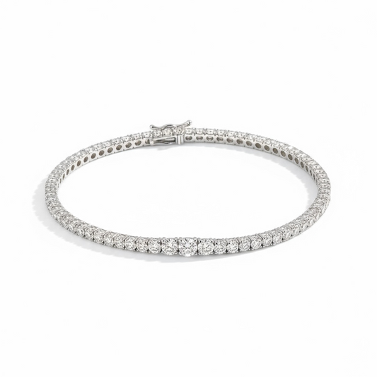 Graduated Sterling Silver Zirconia Tennis Bracelet - Twelve Silver Trees