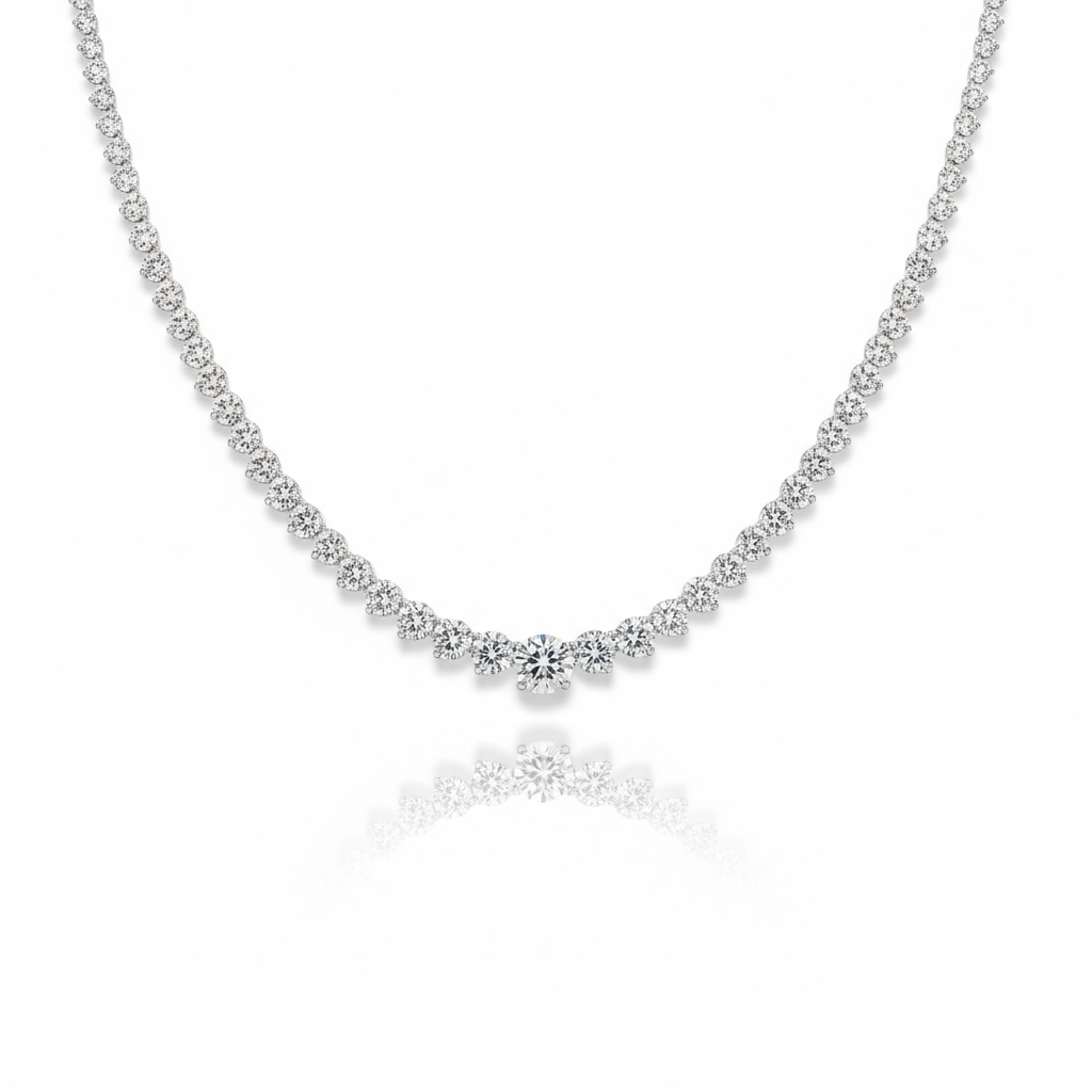 Graduated Sterling Silver Tennis Necklace - Special Order - Twelve Silver Trees