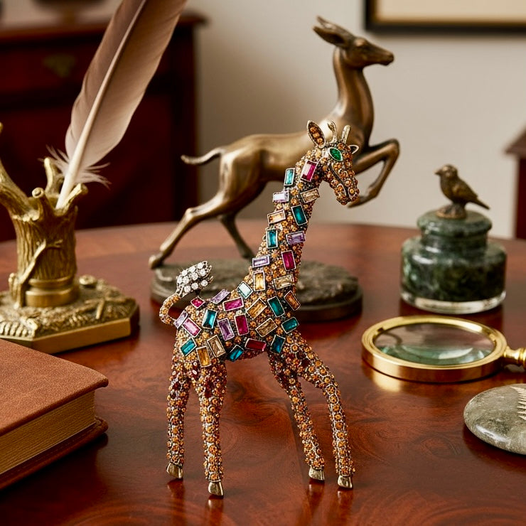 Jewelled Giraffe Statement Brooch - Twelve Silver Trees