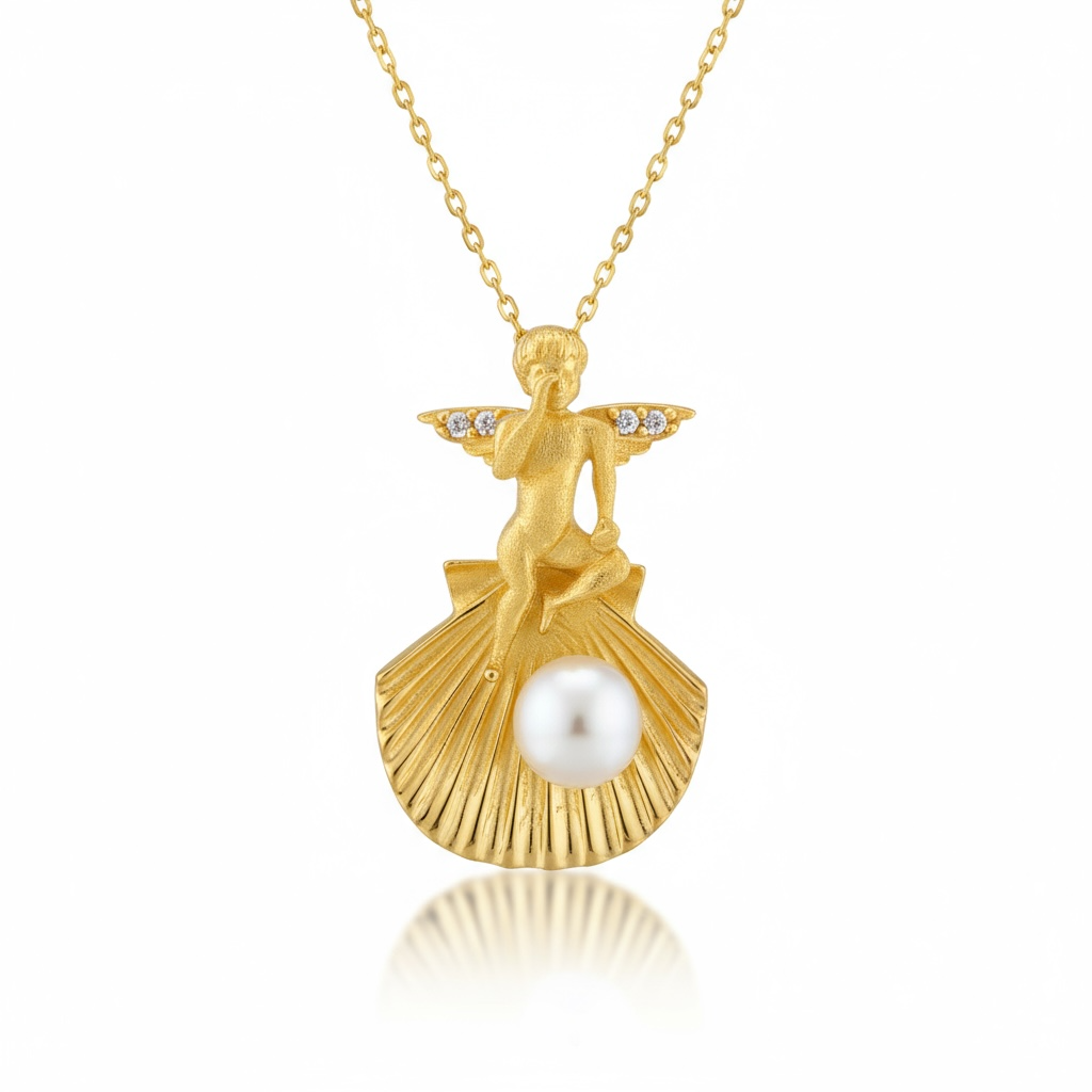 Renaissance Style Cherub Pendant, Brooch in Sterling Silver - Twelve Silver Trees