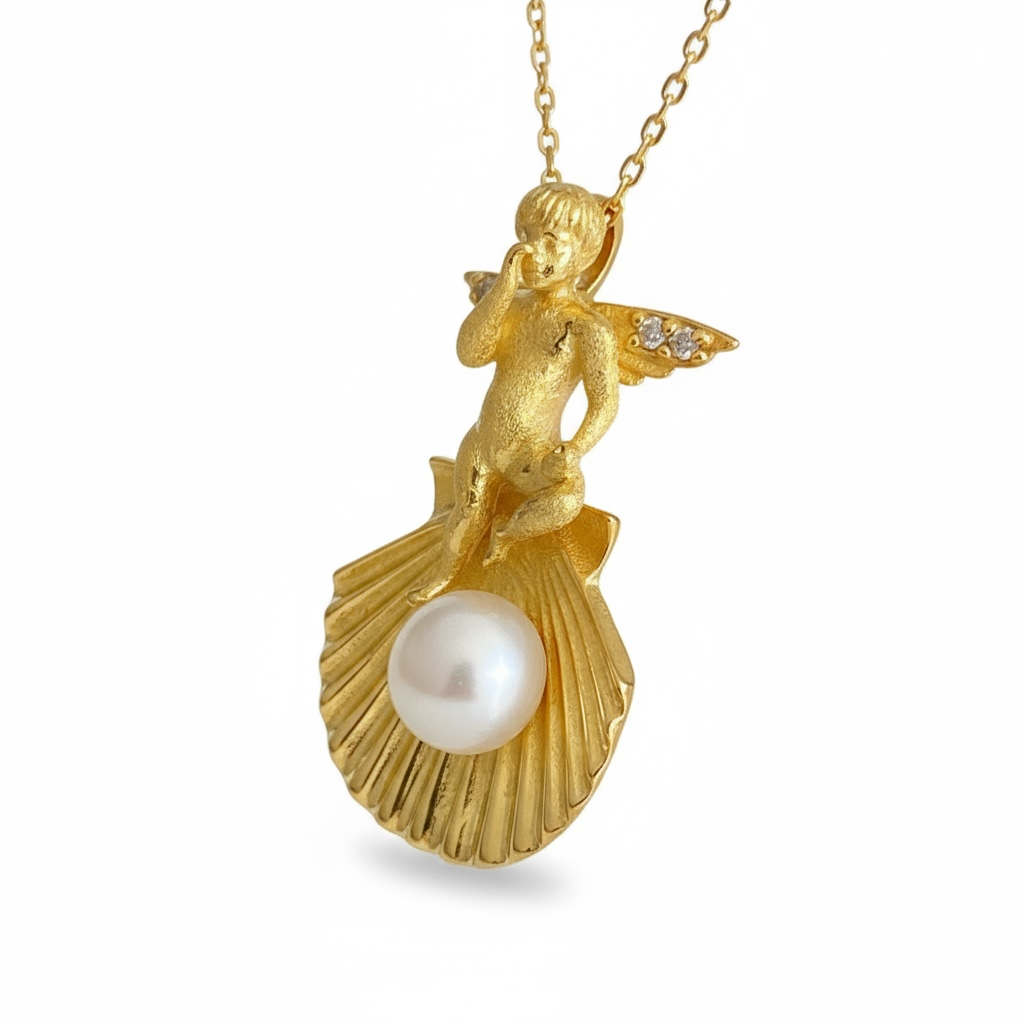 Renaissance Style Cherub Pendant, Brooch in Sterling Silver - Twelve Silver Trees