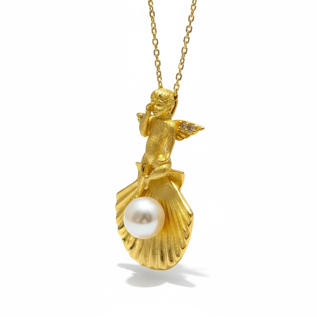 Renaissance Style Cherub Pendant, Brooch in Sterling Silver - Twelve Silver Trees