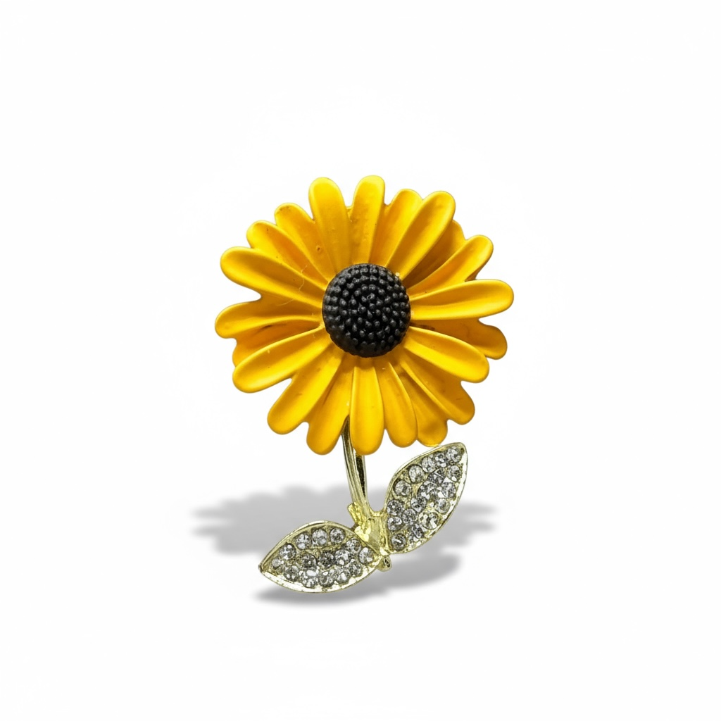 Vibrant Enamel Sunflower Brooch - Twelve Silver Trees