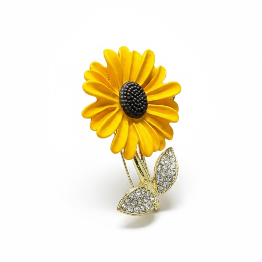 Vibrant Enamel Sunflower Brooch - Twelve Silver Trees