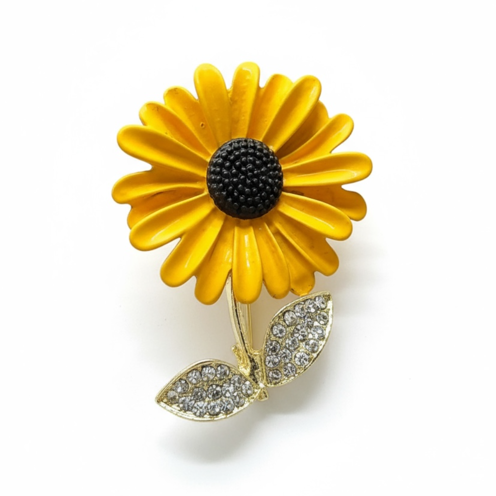 Vibrant Enamel Sunflower Brooch - Twelve Silver Trees