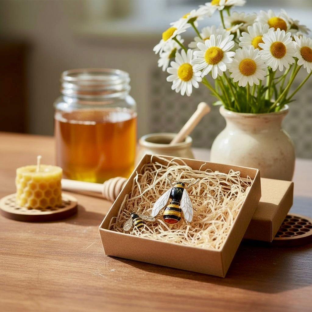 Enamel Honey Bee brooch - Twelve Silver Trees