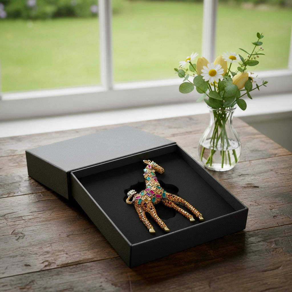 Jewelled Giraffe Statement Brooch - Twelve Silver Trees