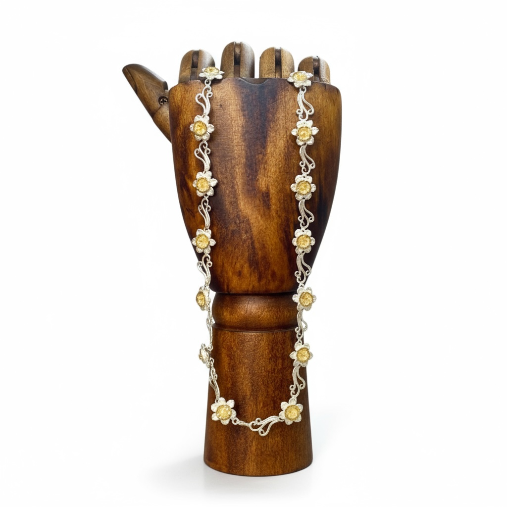 Handmade Sterling Silver Daffodil Flower Necklace - Twelve Silver Trees