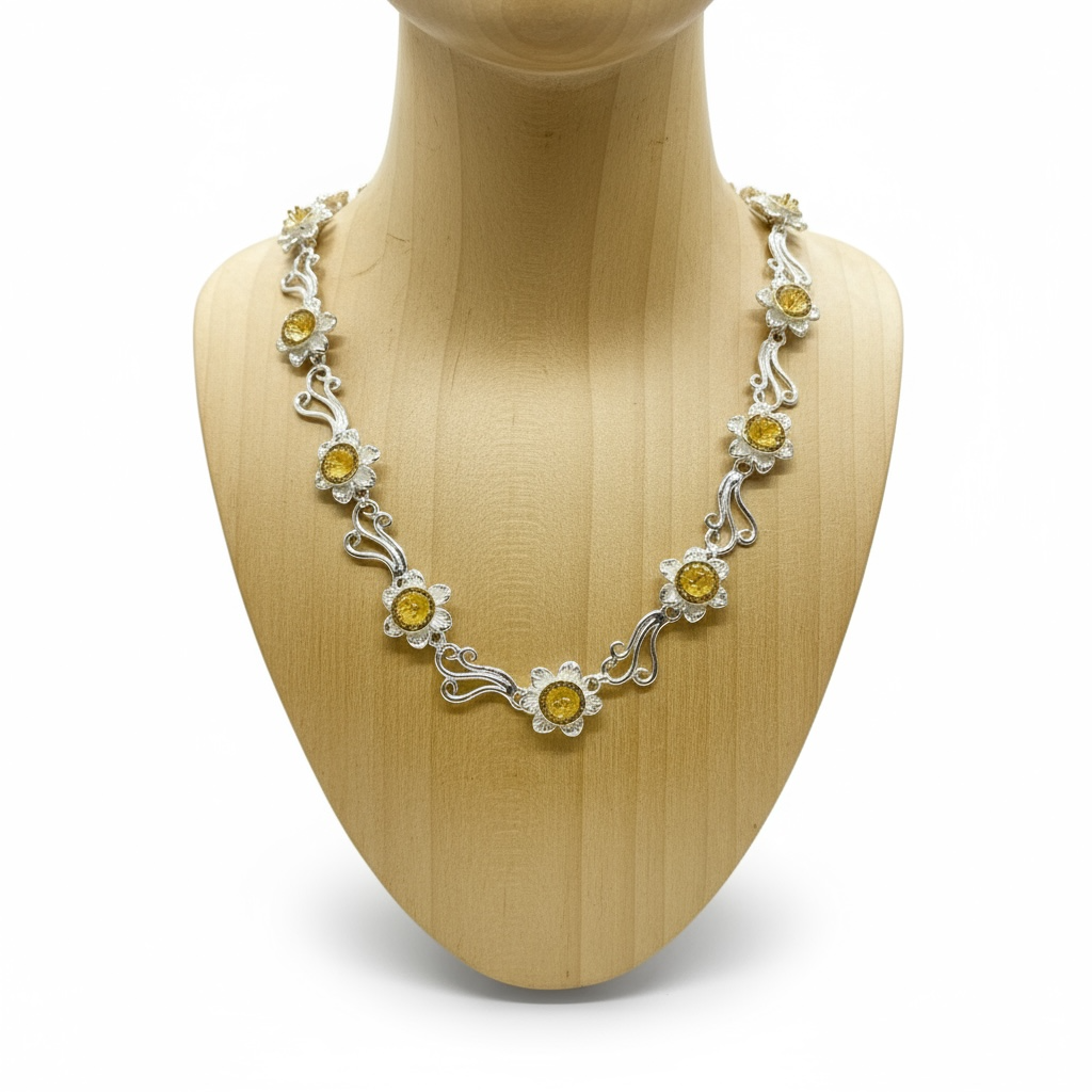 Handmade Sterling Silver Daffodil Flower Necklace - Twelve Silver Trees