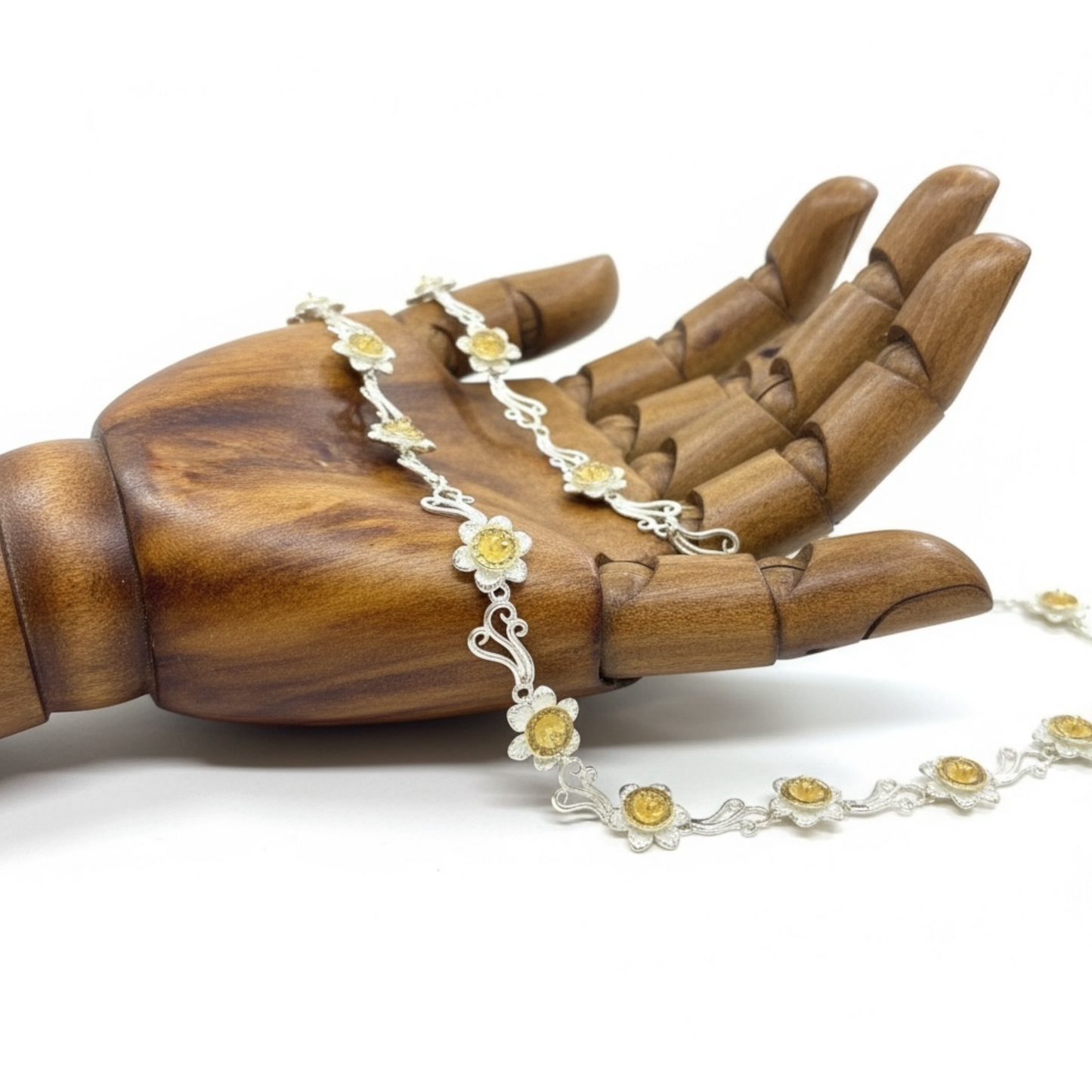 Handmade Sterling Silver Daffodil Flower Necklace - Twelve Silver Trees