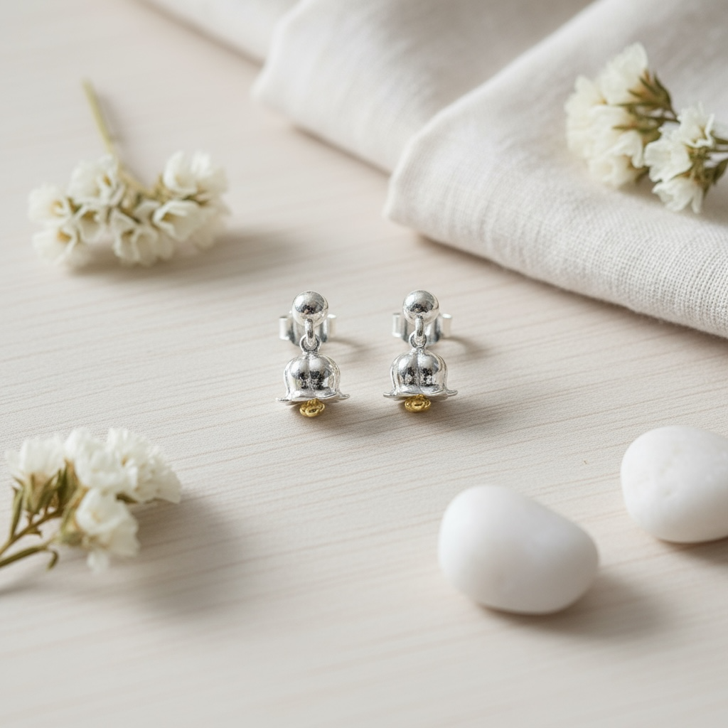 Lily Of The Valley Stud Earrings in Sterling Silver - May Birth Flower - Twelve Silver Trees