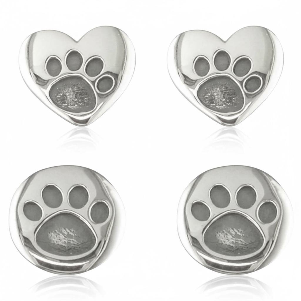 Sterling Silver Paw Print Stud Earrings - Twelve Silver Trees