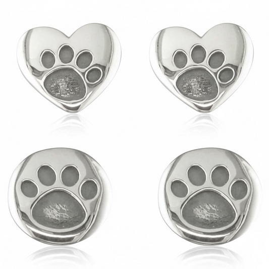 Sterling Silver Paw Print Stud Earrings - Twelve Silver Trees