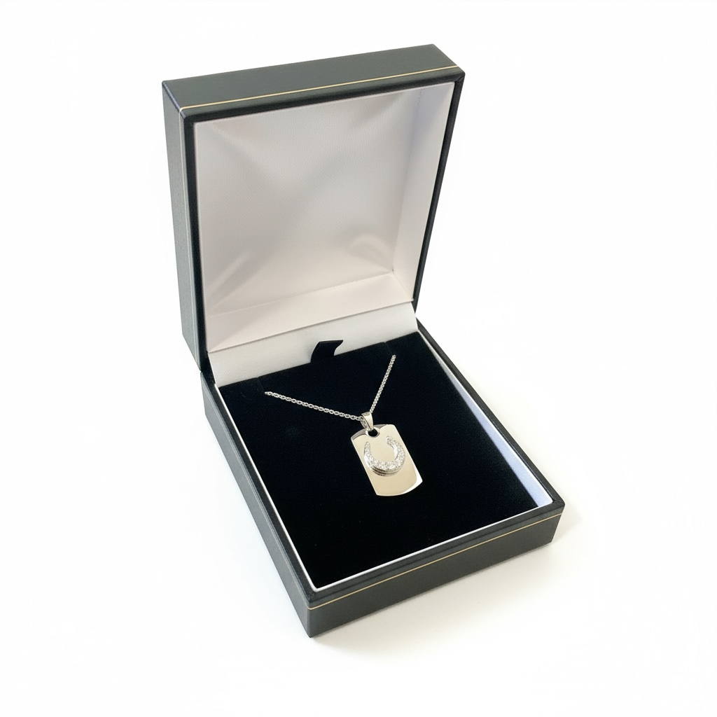 Sterling Silver Horseshoe Tag Pendant - Twelve Silver Trees