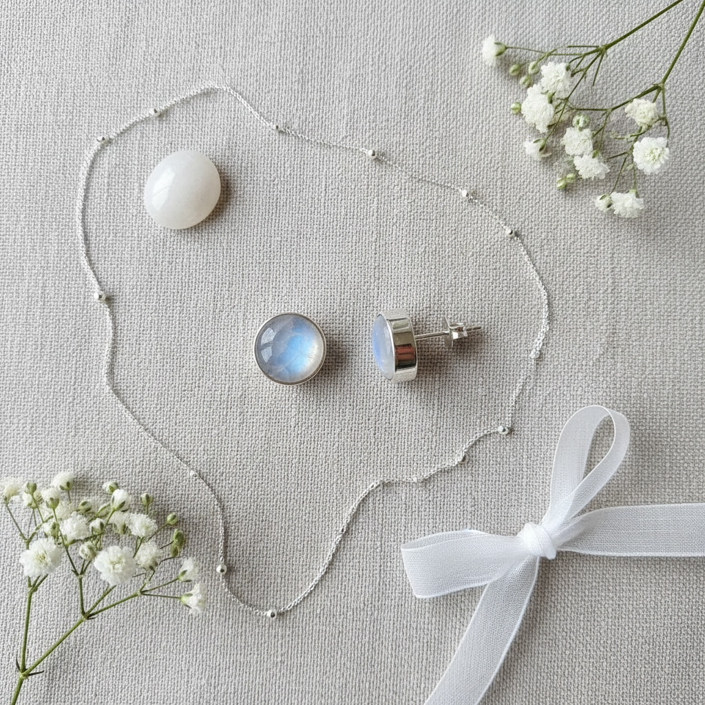 Rainbow Moonstone 6mm Stud Earrings - Twelve Silver Trees