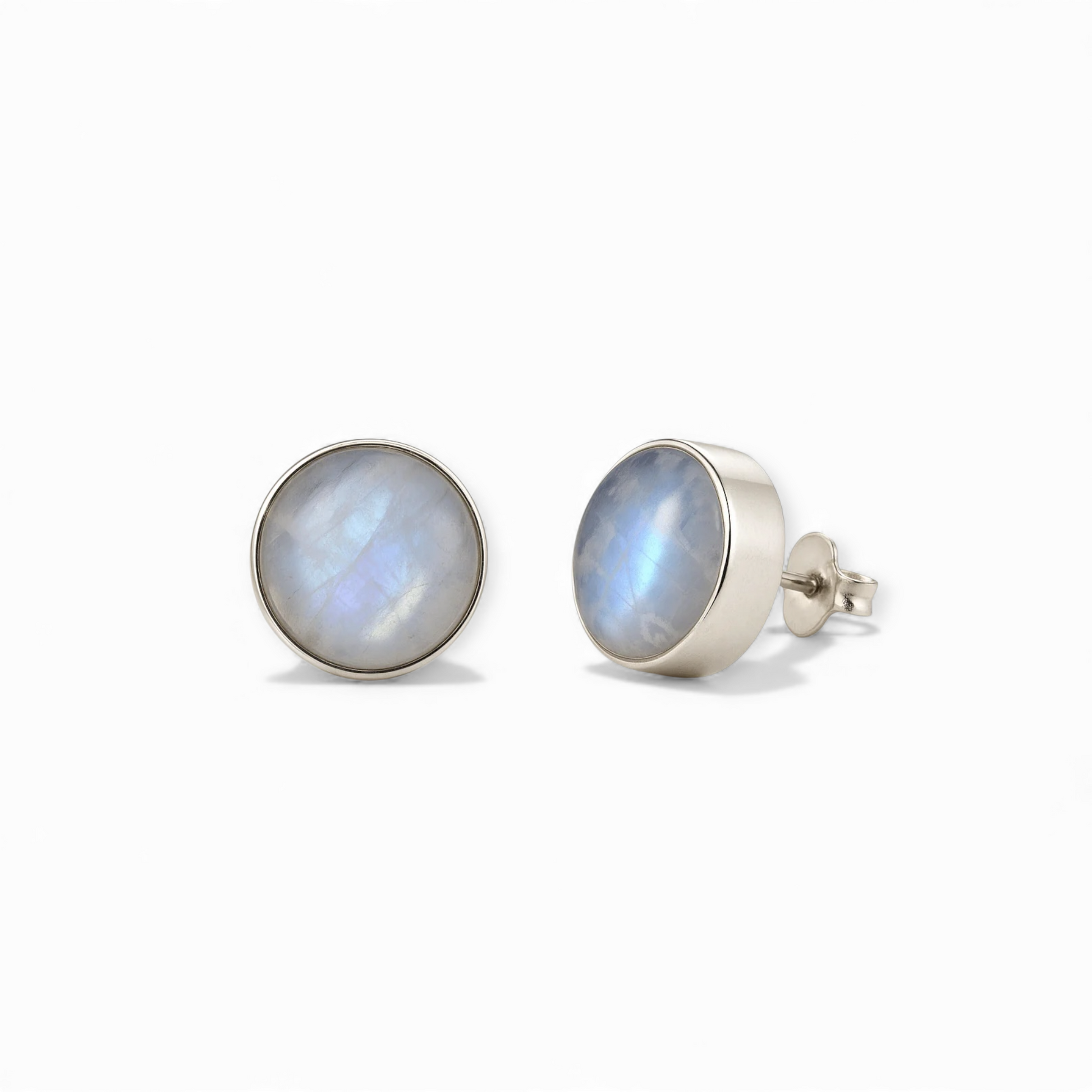 Rainbow Moonstone 6mm Stud Earrings - Twelve Silver Trees