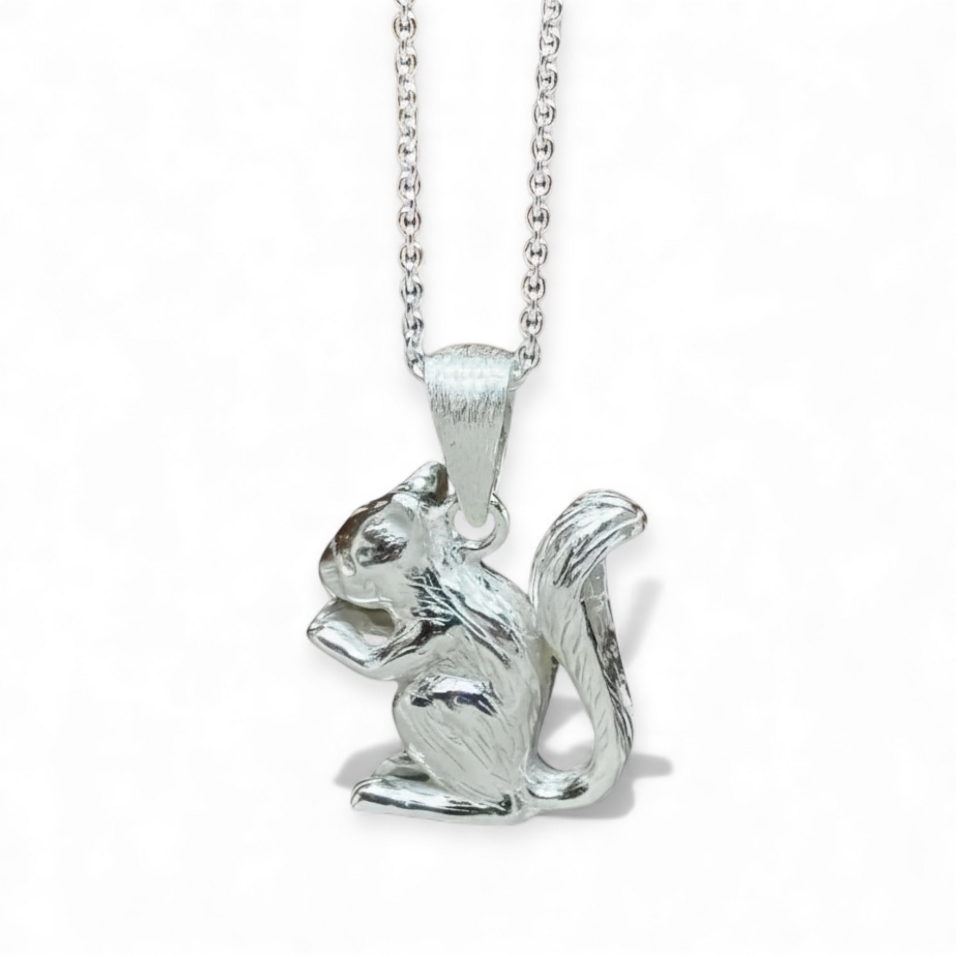 Handcrafted Squirrel Sterling Silver Squirrel Pendant - Twelve Silver Trees
