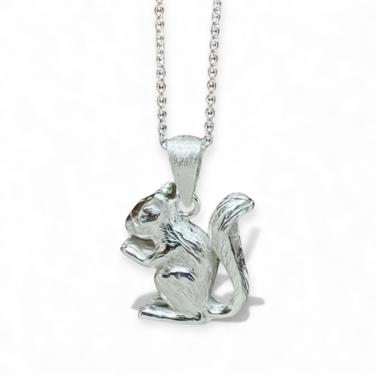 Handcrafted Squirrel Sterling Silver Squirrel Pendant - Twelve Silver Trees