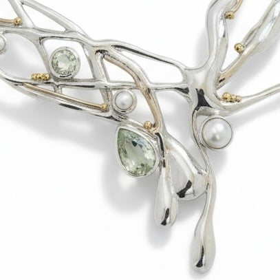 Freshwater Pearl and Green Amethyst Necklace