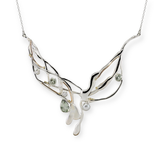 Freshwater Pearl and Green Amethyst Necklace