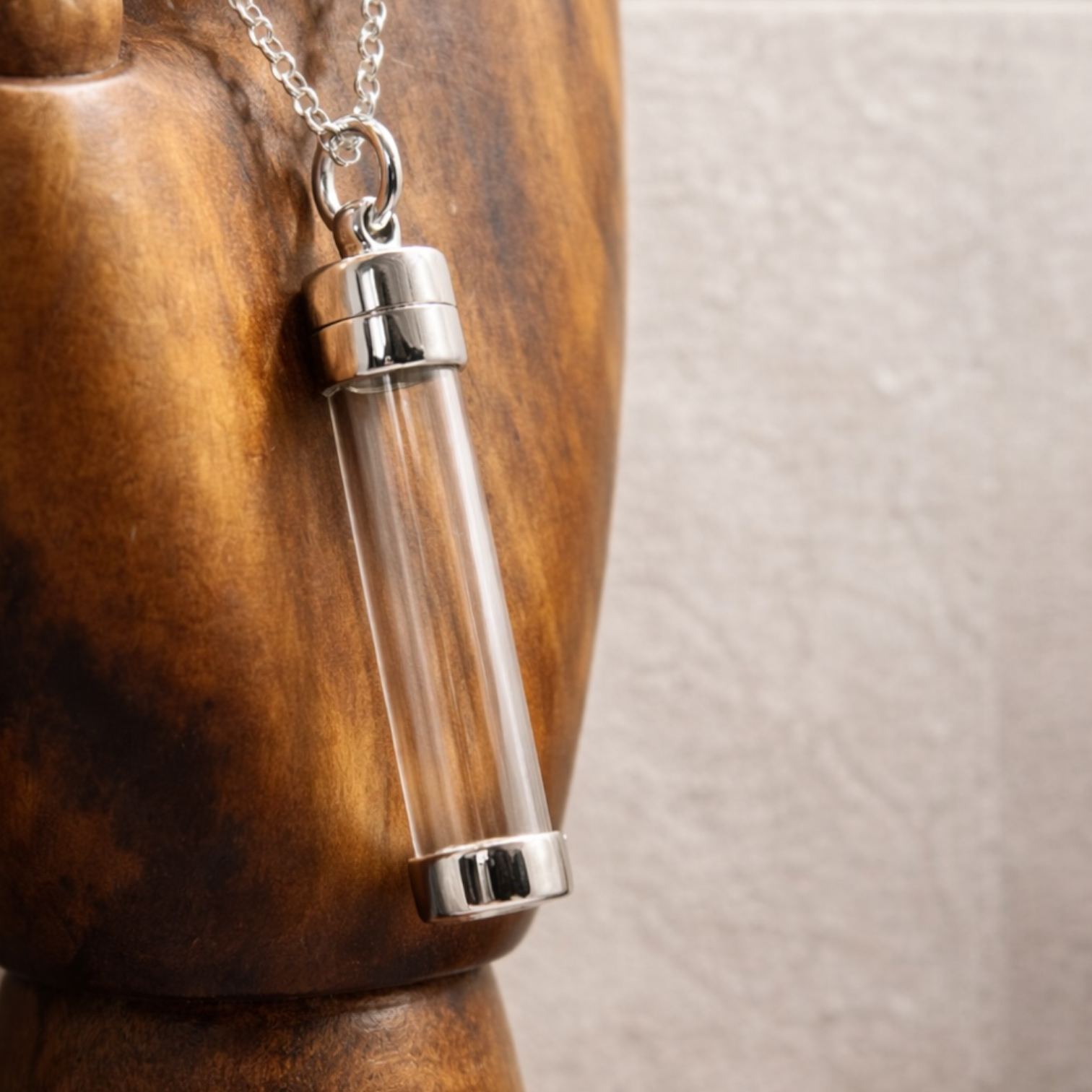 Sterling Silver Keepsake Vial Pendant Necklace - Twelve Silver Trees