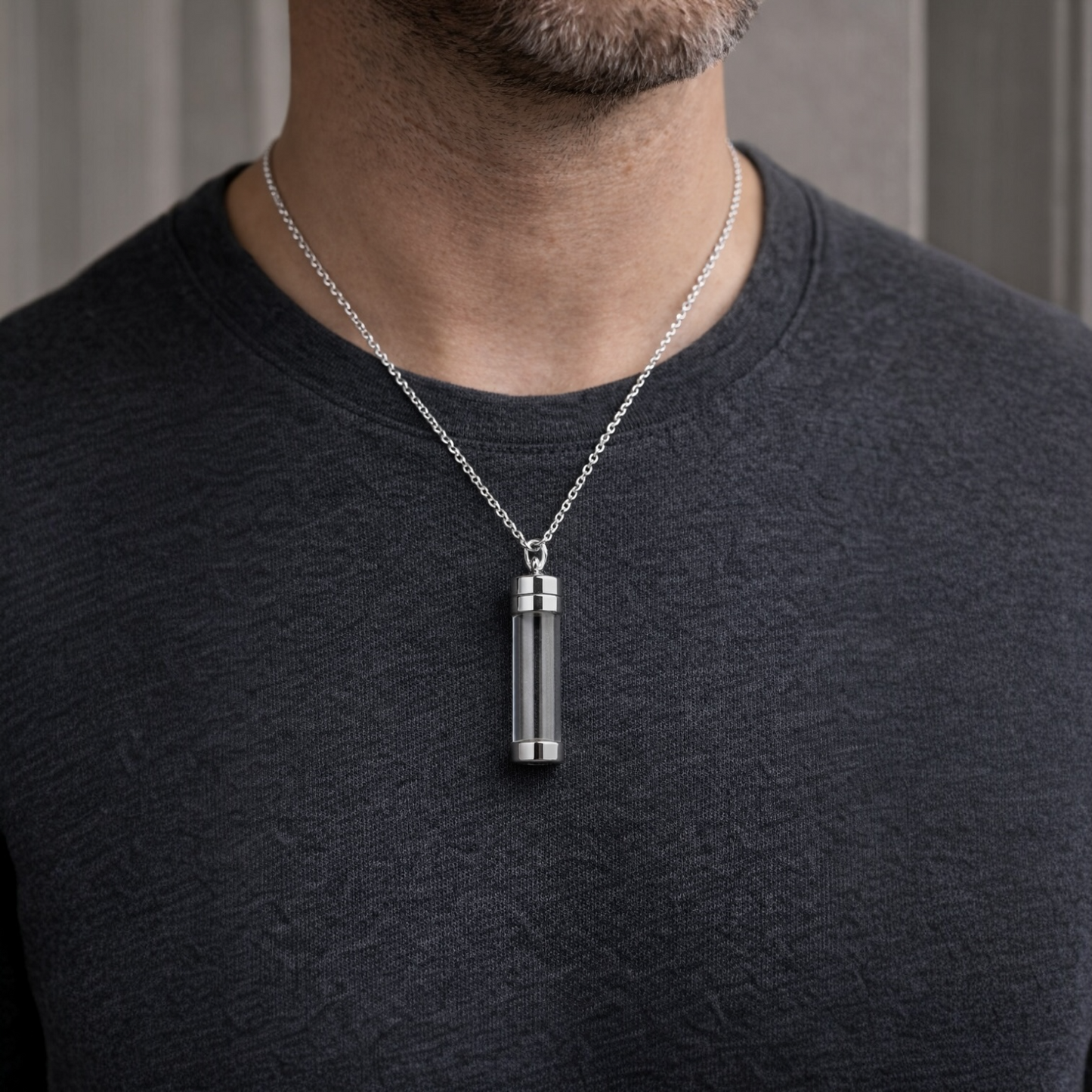 Sterling Silver Keepsake Vial Pendant Necklace - Twelve Silver Trees