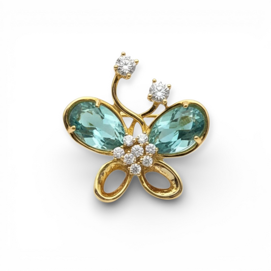 Butterfly Moissanite & Crystal Sterling Silver Brooch - Twelve Silver Trees