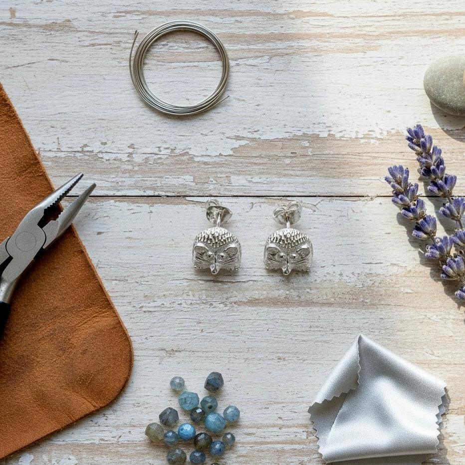Sterling Silver Hedgehog Stud Earrings - Twelve Silver Trees