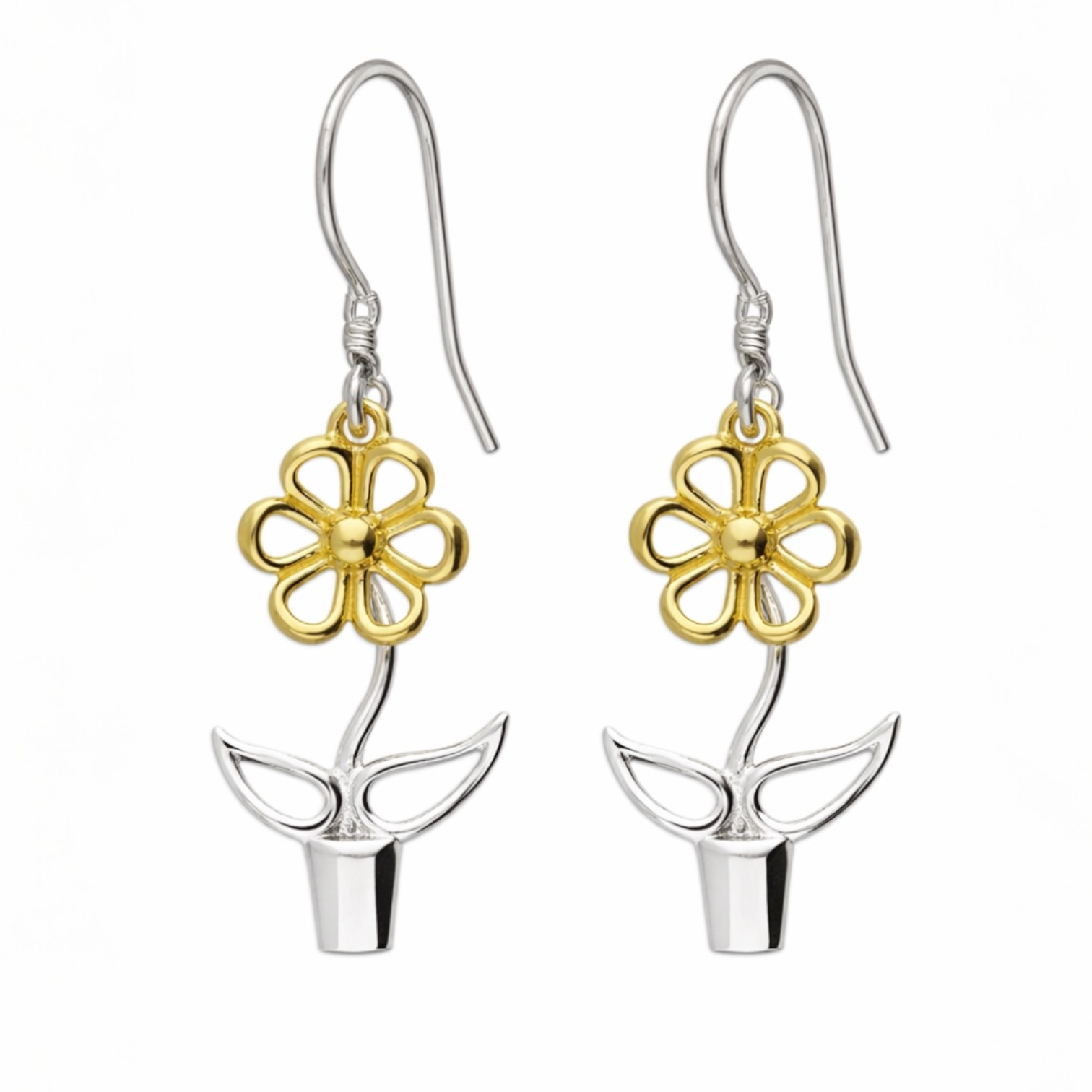 Blooming Joy - Flower Pot Earrings - Twelve Silver Trees