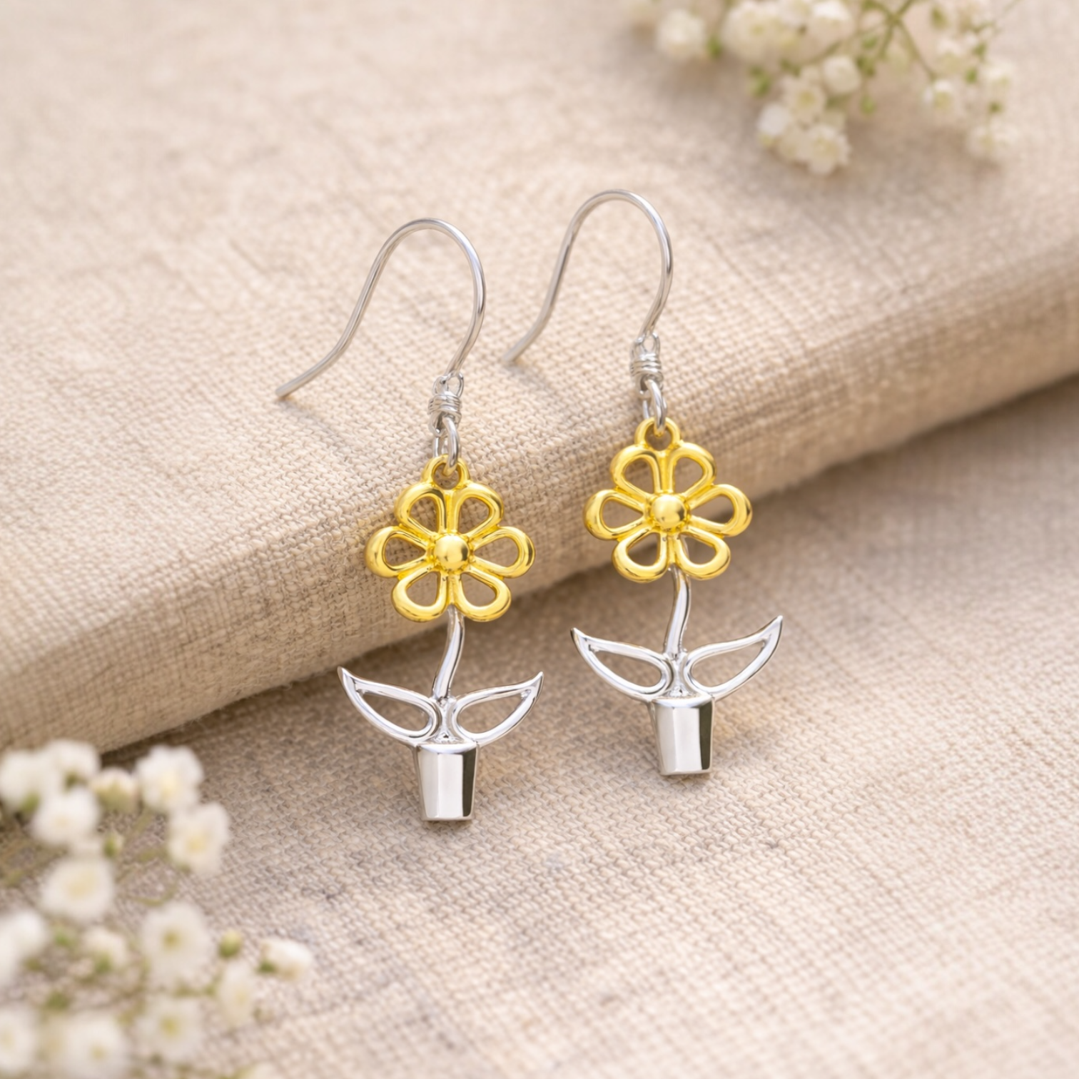 Blooming Joy - Flower Pot Earrings - Twelve Silver Trees
