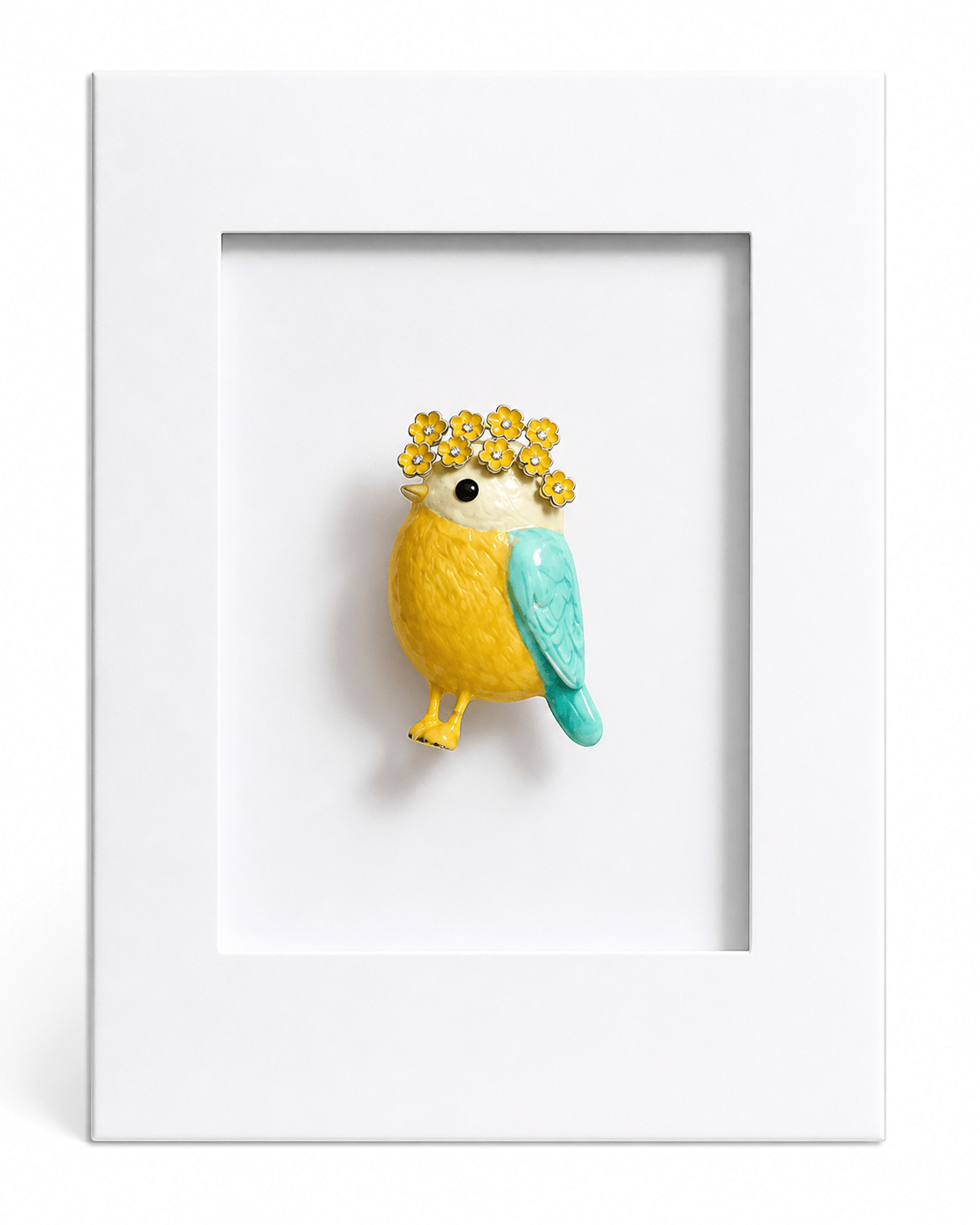 Flower Crown Bird Keepsake Card – Enamel Brooch - Twelve Silver Trees