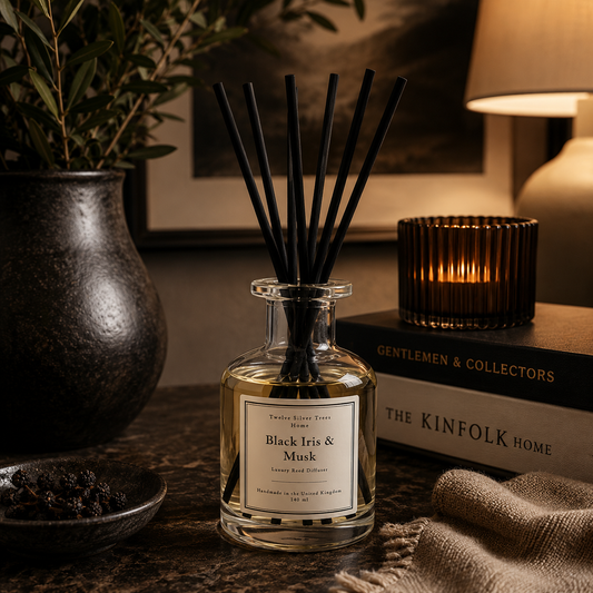 Handmade Black Iris & Musk Luxury Reed Diffuser - Twelve Silver Trees