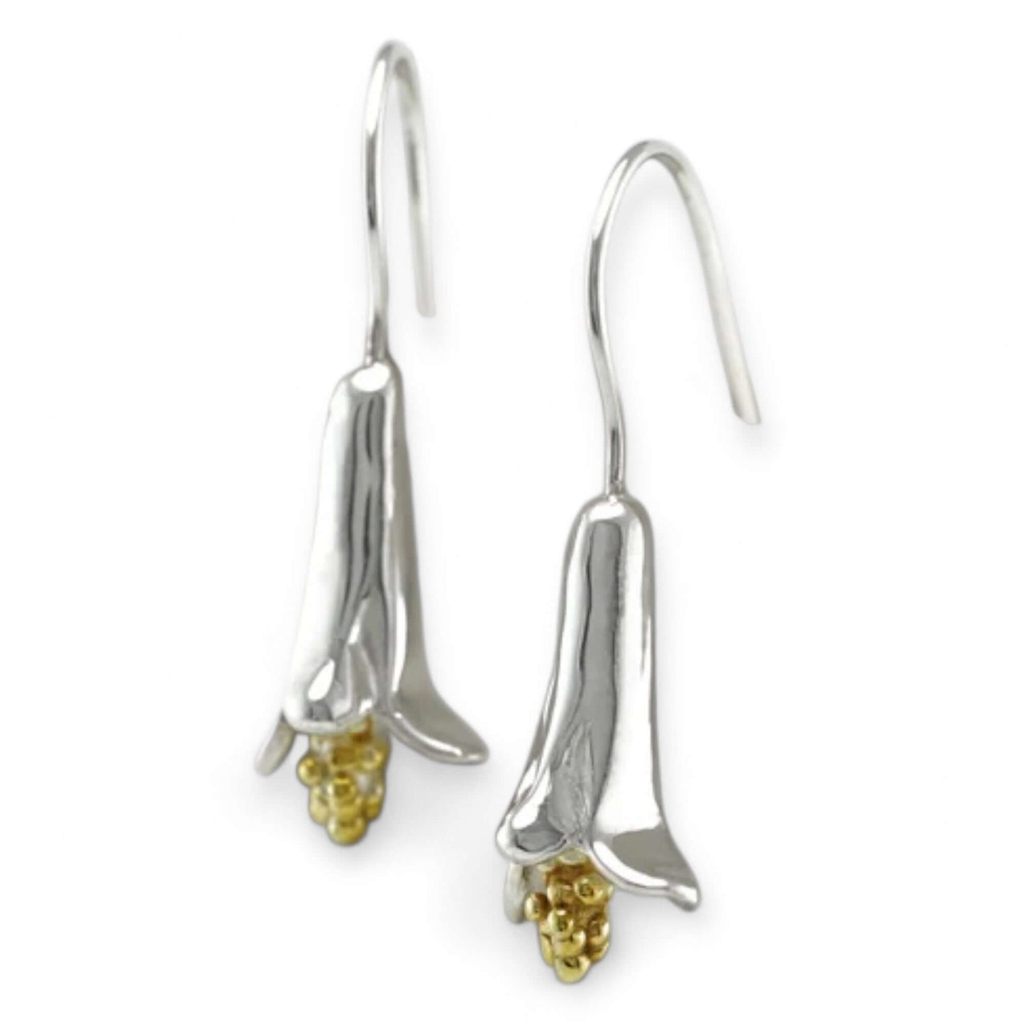 Bluebell Bloom Sterling Silver Earrings with 18ct Gold Accents - Twelve Silver Trees