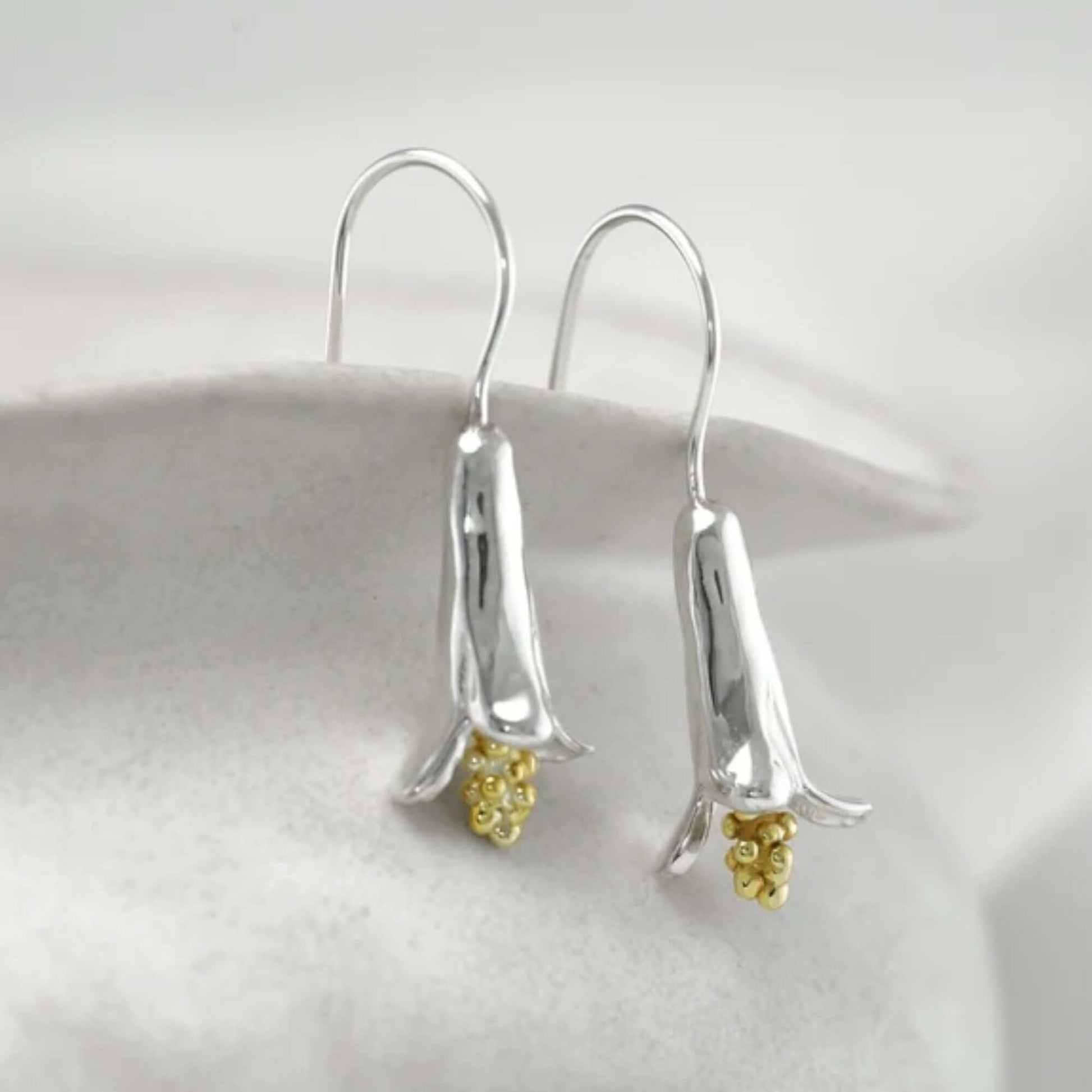 Bluebell Bloom Sterling Silver Earrings with 18ct Gold Accents - Twelve Silver Trees