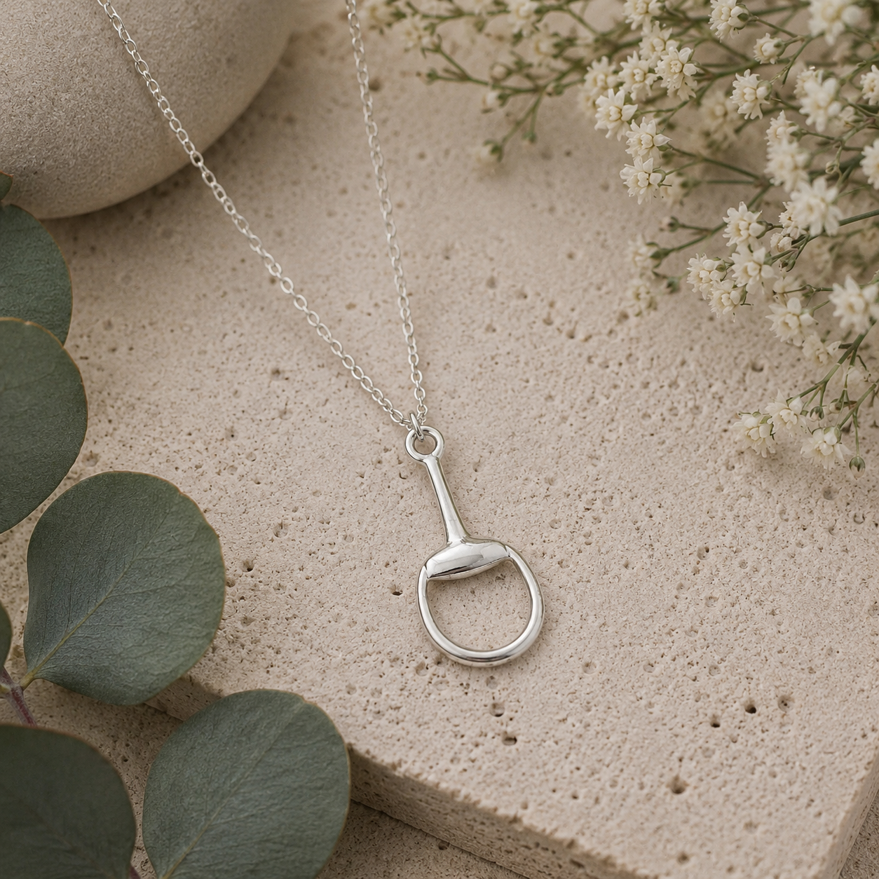 Sterling Silver Single Snaffle Pendant Necklace - Twelve Silver Trees