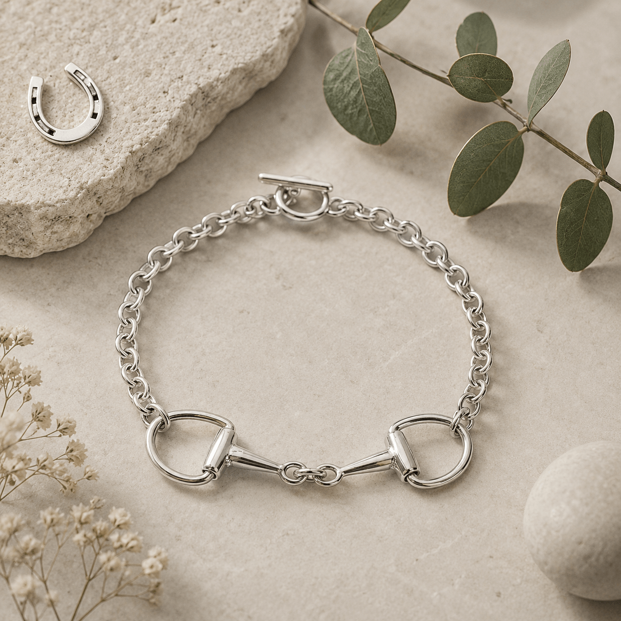 Sterling Silver Eggbutt Single Snaffle Bracelet - Twelve Silver Trees
