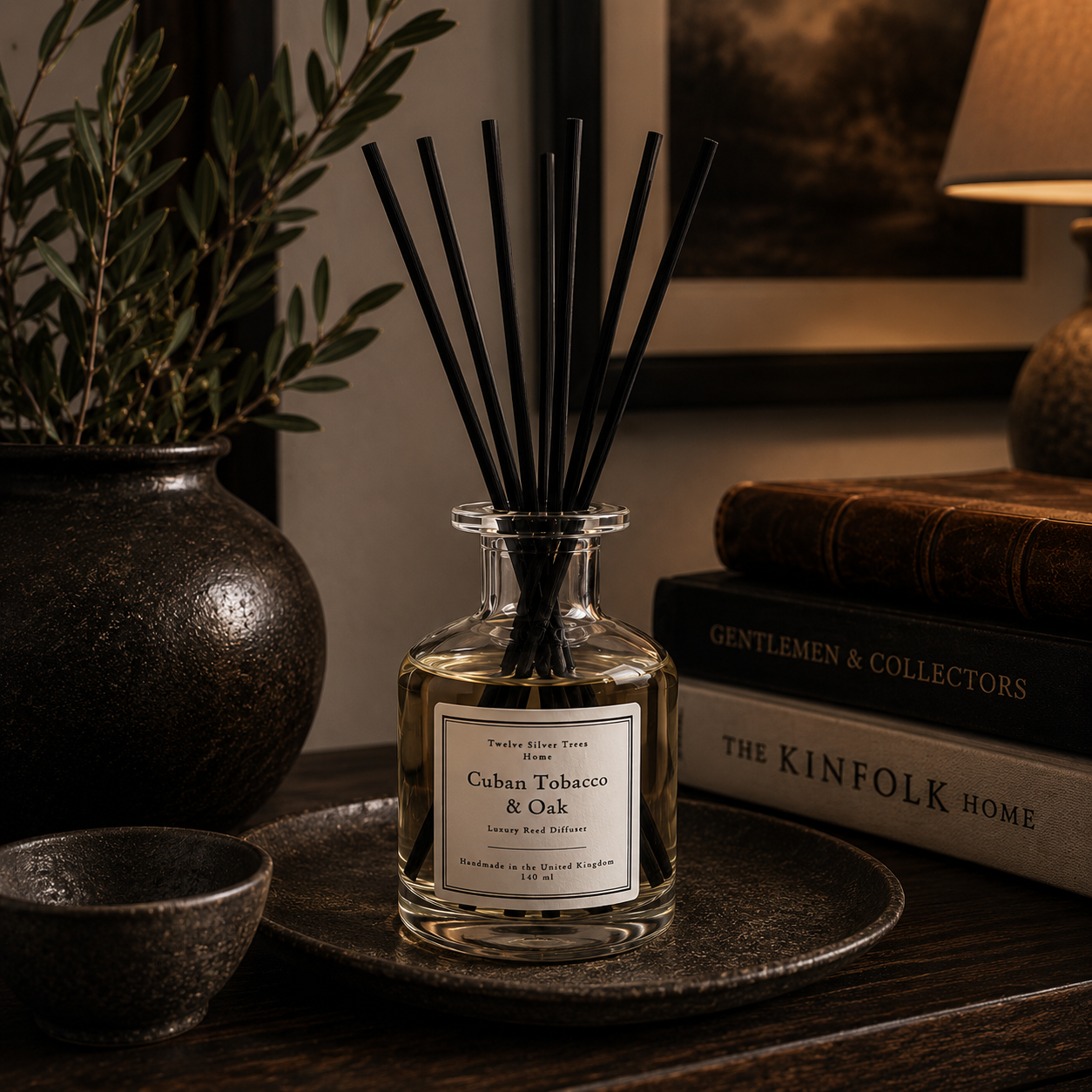 Handmade Cuban Tobacco & Oak Luxury Reed Diffuser - Twelve Silver Trees