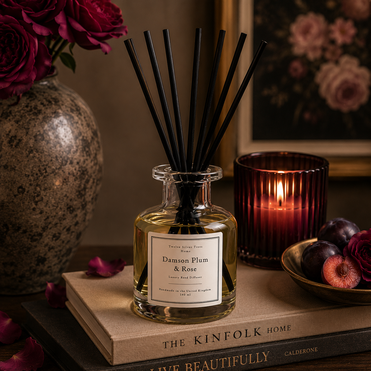 Handmade Damson, Plum & Rose Luxury Reed Diffuser - Twelve Silver Trees