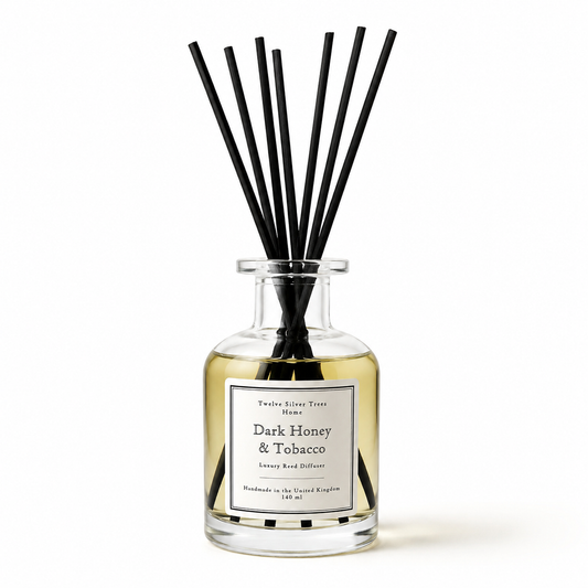 Handmade Dark Honey & Tobacco Luxury Reed Diffuser - Twelve Silver Trees