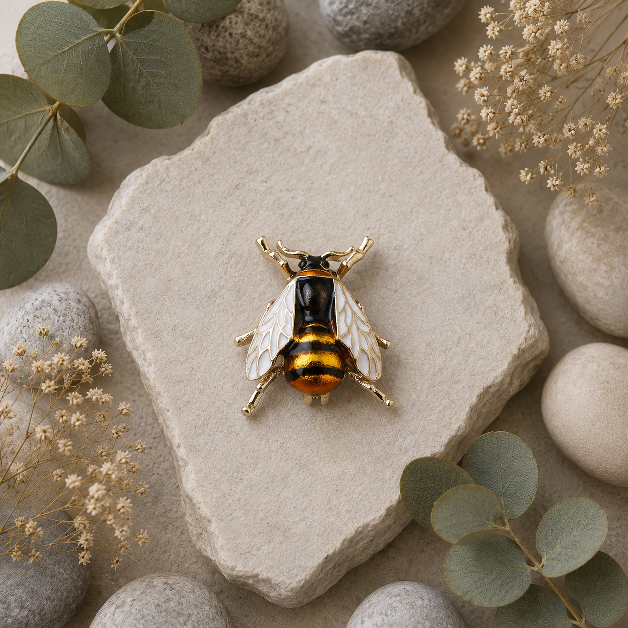 Enamel Honey Bee brooch - Twelve Silver Trees