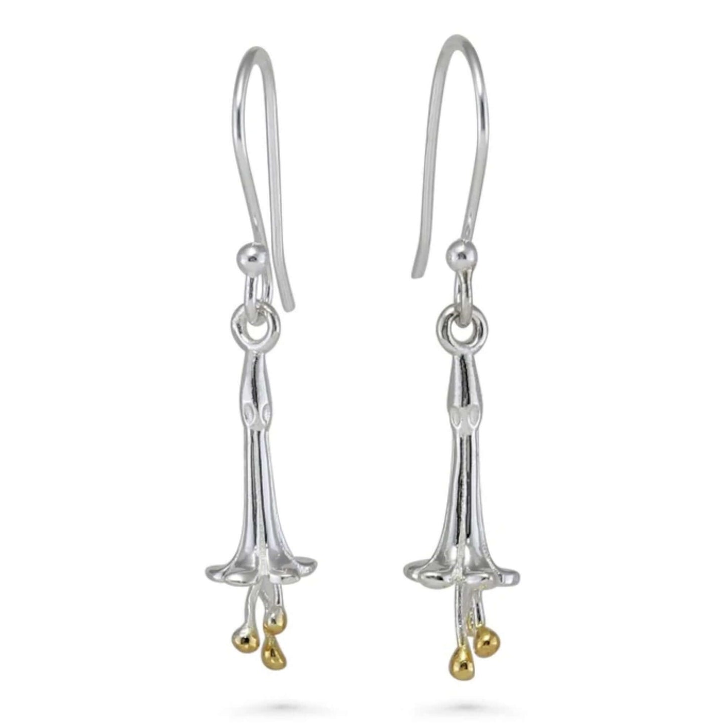 Foxglove Bloom Earrings – Sterling Silver & Gold Accents - Twelve Silver Trees