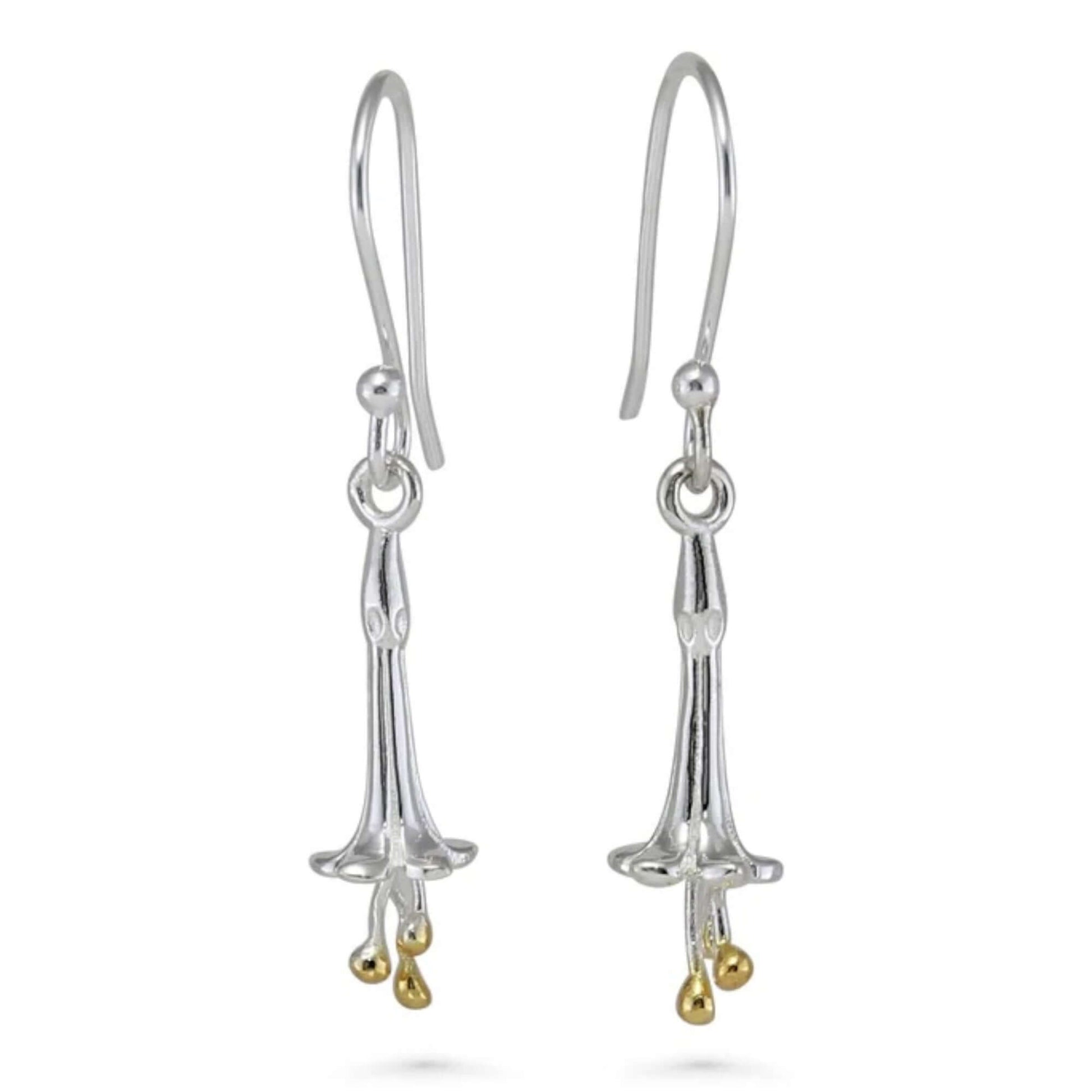 Foxglove Bloom Earrings – Sterling Silver & Gold Accents - Twelve Silver Trees